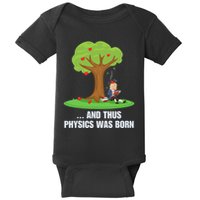 Funny Science Joke Apple Falling On Isaac Newton Physics Fun Baby Bodysuit