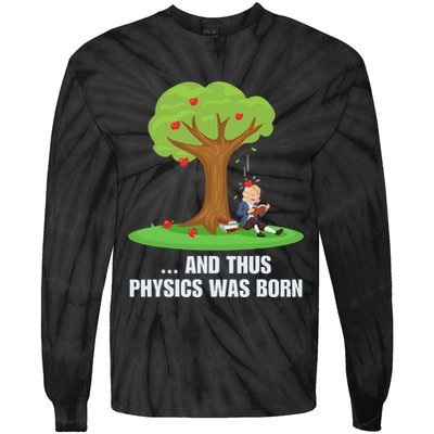 Funny Science Joke Apple Falling On Isaac Newton Physics Fun Tie-Dye Long Sleeve Shirt