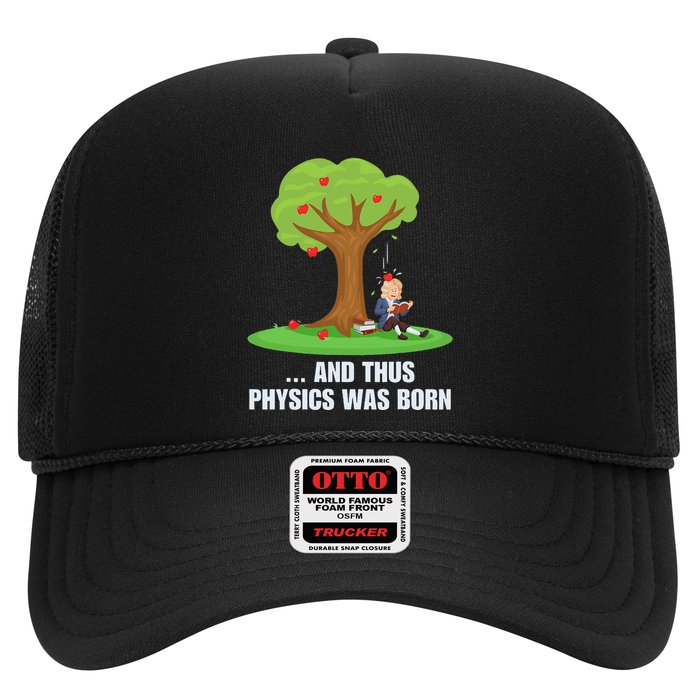 Funny Science Joke Apple Falling On Isaac Newton Physics Fun Trucker Hat