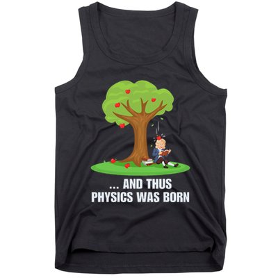 Funny Science Joke Apple Falling On Isaac Newton Physics Fun Tank Top
