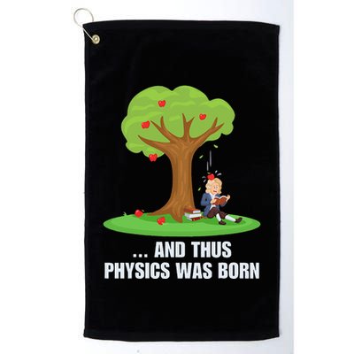 Funny Science Joke Apple Falling On Isaac Newton Physics Fun Golf Towel