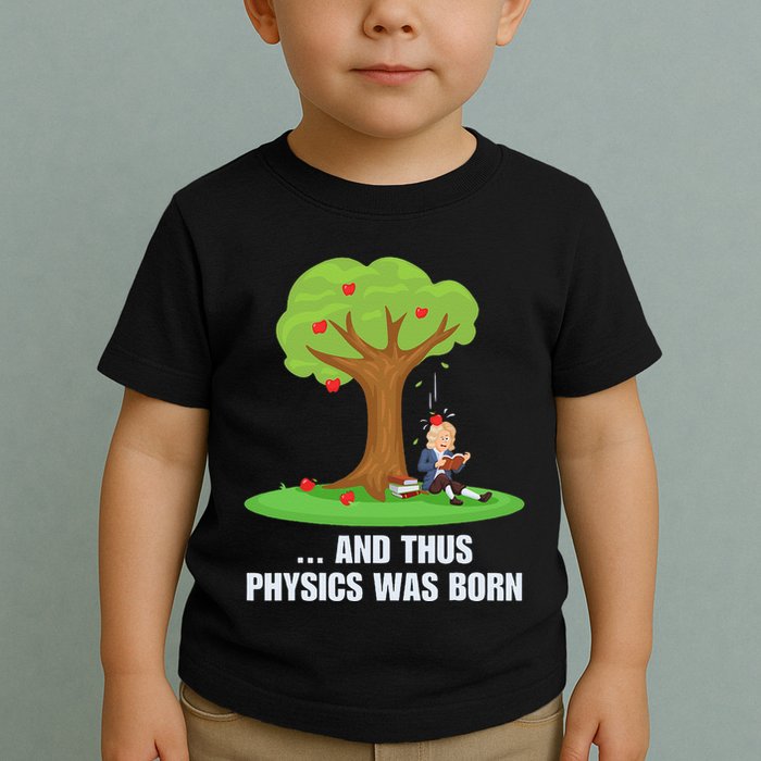 Funny Science Joke Apple Falling On Isaac Newton Physics Fun Toddler T-Shirt