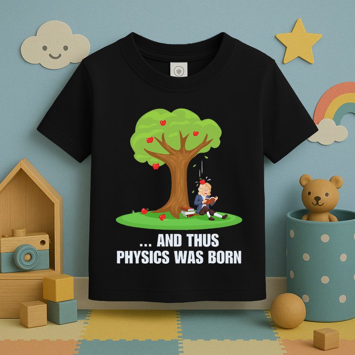 Funny Science Joke Apple Falling On Isaac Newton Physics Fun Toddler T-Shirt
