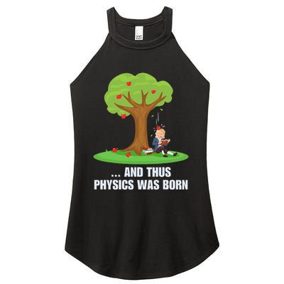 Funny Science Joke Apple Falling On Isaac Newton Physics Fun Women's Perfect Tri Rocker Tank