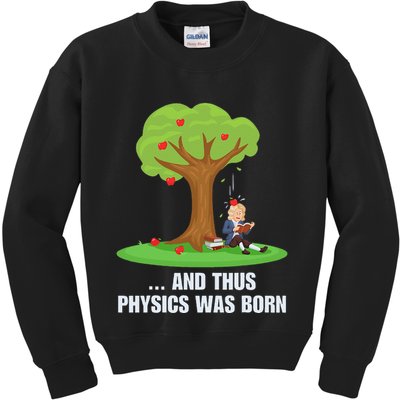 Funny Science Joke Apple Falling On Isaac Newton Physics Fun Kids Sweatshirt