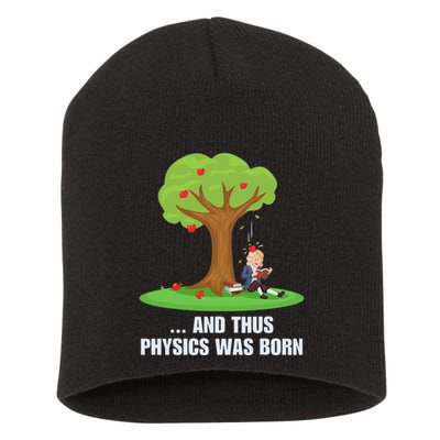 Funny Science Joke Apple Falling On Isaac Newton Physics Fun Short Acrylic Beanie