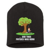 Funny Science Joke Apple Falling On Isaac Newton Physics Fun Short Acrylic Beanie