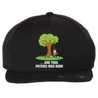Funny Science Joke Apple Falling On Isaac Newton Physics Fun Wool Snapback Cap