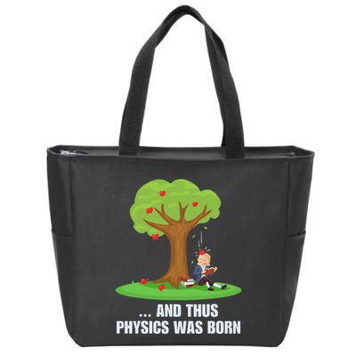 Funny Science Joke Apple Falling On Isaac Newton Physics Fun Zip Tote Bag