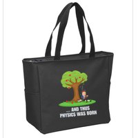 Funny Science Joke Apple Falling On Isaac Newton Physics Fun Zip Tote Bag