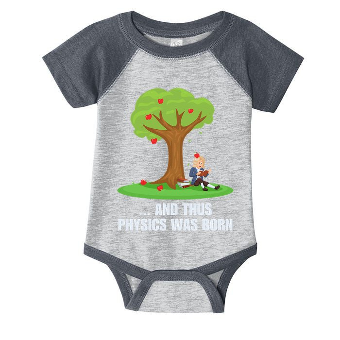 Funny Science Joke Apple Falling On Isaac Newton Physics Fun Infant Baby Jersey Bodysuit