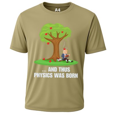 Funny Science Joke Apple Falling On Isaac Newton Physics Fun Performance Shirt