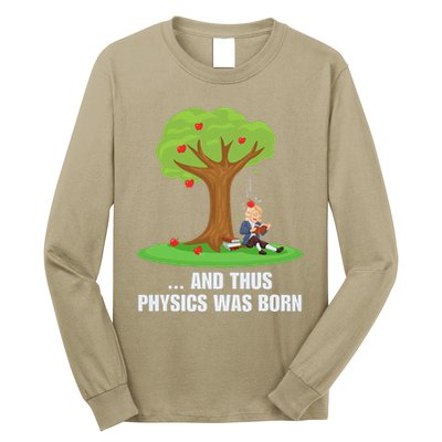 Funny Science Joke Apple Falling On Isaac Newton Physics Fun Long Sleeve Shirt