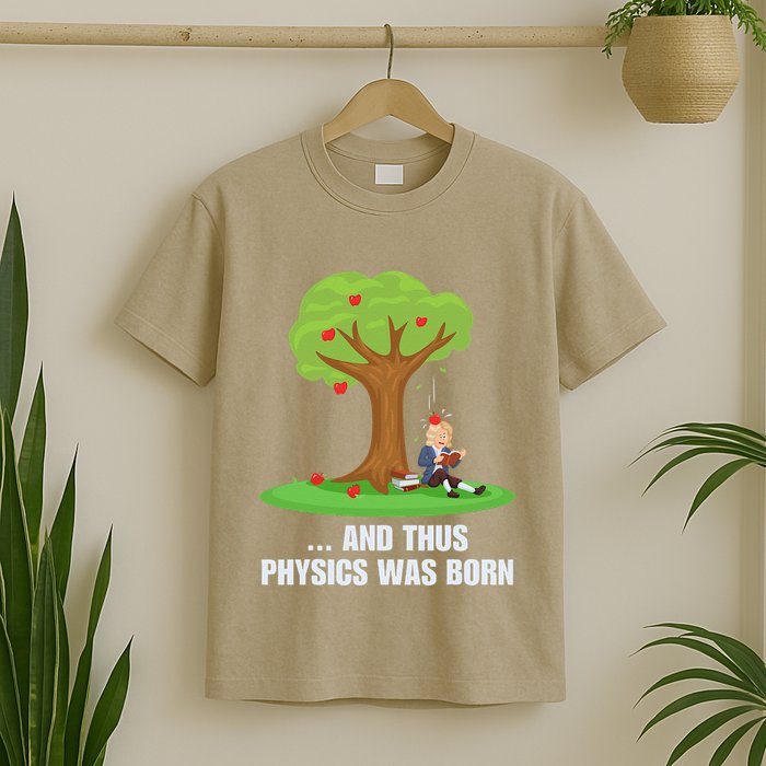 Funny Science Joke Apple Falling On Isaac Newton Physics Fun T-Shirt