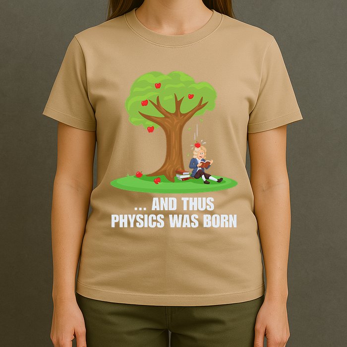 Funny Science Joke Apple Falling On Isaac Newton Physics Fun T-Shirt