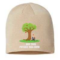 Funny Science Joke Apple Falling On Isaac Newton Physics Fun Sustainable Beanie