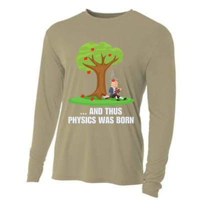 Funny Science Joke Apple Falling On Isaac Newton Physics Fun Cooling Performance Long Sleeve Crew