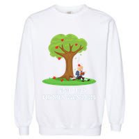 Funny Science Joke Apple Falling On Isaac Newton Physics Fun Garment-Dyed Sweatshirt