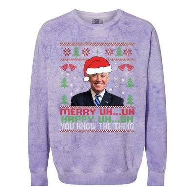 Funny Santa Joe Biden Merry Uh Uh Christmas Ugly Colorblast Crewneck Sweatshirt