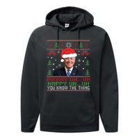 Funny Santa Joe Biden Merry Uh Uh Christmas Ugly Performance Fleece Hoodie