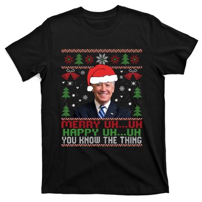 Funny Santa Joe Biden Merry Uh Uh Christmas Ugly T-Shirt