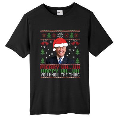 Funny Santa Joe Biden Merry Uh Uh Christmas Ugly Tall Fusion ChromaSoft Performance T-Shirt