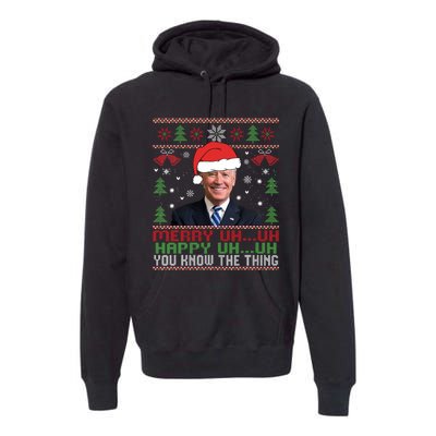 Funny Santa Joe Biden Merry Uh Uh Christmas Ugly Premium Hoodie