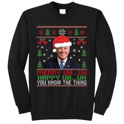 Funny Santa Joe Biden Merry Uh Uh Christmas Ugly Tall Sweatshirt