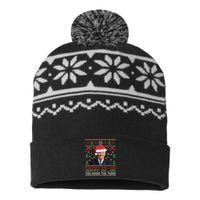 Funny Santa Joe Biden Merry Uh Uh Christmas Ugly USA-Made Snowflake Beanie