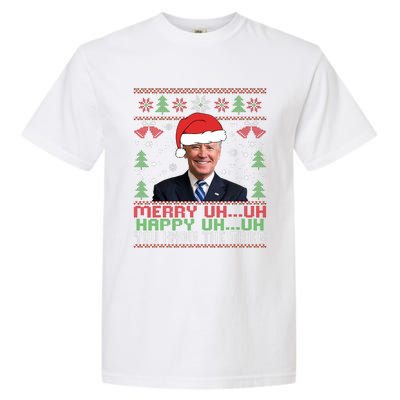 Funny Santa Joe Biden Merry Uh Uh Christmas Ugly Garment-Dyed Heavyweight T-Shirt