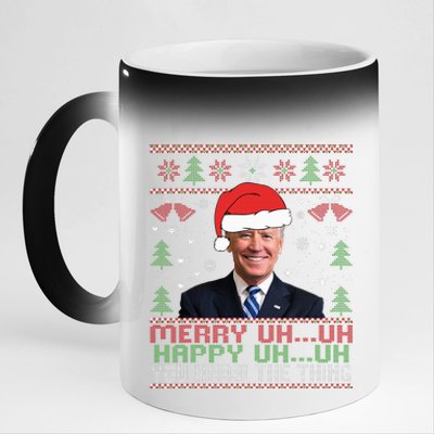 Funny Santa Joe Biden Merry Uh Uh Christmas Ugly 11oz Black Color Changing Mug