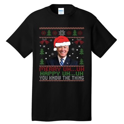 Funny Santa Joe Biden Merry Uh Uh Christmas Ugly Tall T-Shirt