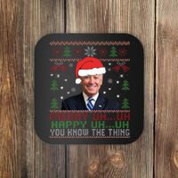 Funny Santa Joe Biden Merry Uh Uh Christmas Ugly Coaster