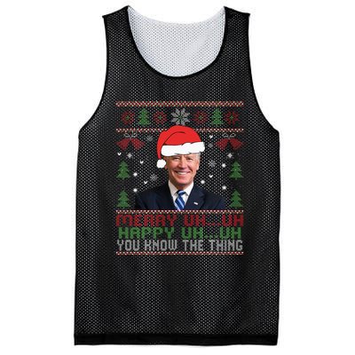 Funny Santa Joe Biden Merry Uh Uh Christmas Ugly Mesh Reversible Basketball Jersey Tank