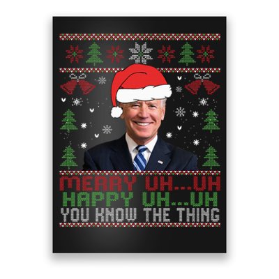 Funny Santa Joe Biden Merry Uh Uh Christmas Ugly Poster