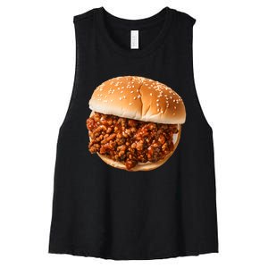 Funny Sloppy Joe Sandwich Lunchlady Food Halloween Costume Women's Racerback Cropped Tank