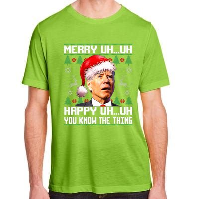 Funny Santa Joe Biden Merry Uh Uh Christmas Ugly Sweater Adult ChromaSoft Performance T-Shirt