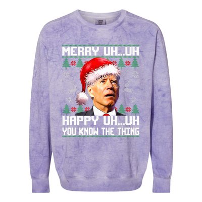 Funny Santa Joe Biden Merry Uh Uh Christmas Ugly Sweater Colorblast Crewneck Sweatshirt