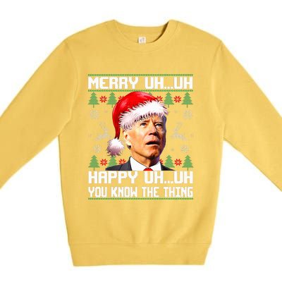 Funny Santa Joe Biden Merry Uh Uh Christmas Ugly Sweater Premium Crewneck Sweatshirt