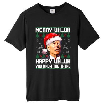 Funny Santa Joe Biden Merry Uh Uh Christmas Ugly Sweater Tall Fusion ChromaSoft Performance T-Shirt