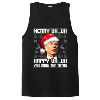 Funny Santa Joe Biden Merry Uh Uh Christmas Ugly Sweater PosiCharge Competitor Tank