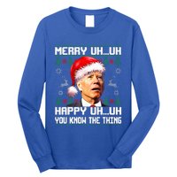 Funny Santa Joe Biden Merry Uh Uh Christmas Ugly Sweater Long Sleeve Shirt