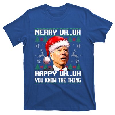 Funny Santa Joe Biden Merry Uh Uh Christmas Ugly Sweater T-Shirt