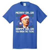 Funny Santa Joe Biden Merry Uh Uh Christmas Ugly Sweater Tall T-Shirt