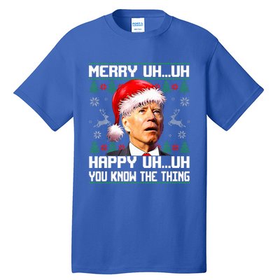 Funny Santa Joe Biden Merry Uh Uh Christmas Ugly Sweater Tall T-Shirt