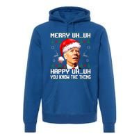 Funny Santa Joe Biden Merry Uh Uh Christmas Ugly Sweater Premium Hoodie