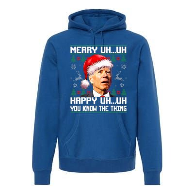 Funny Santa Joe Biden Merry Uh Uh Christmas Ugly Sweater Premium Hoodie