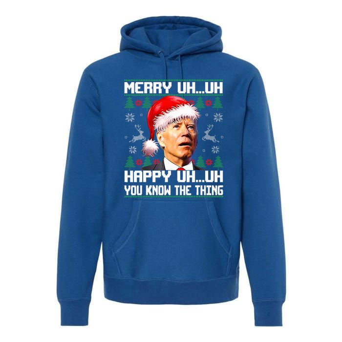 Funny Santa Joe Biden Merry Uh Uh Christmas Ugly Sweater Premium Hoodie