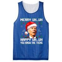 Funny Santa Joe Biden Merry Uh Uh Christmas Ugly Sweater Mesh Reversible Basketball Jersey Tank