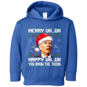 Funny Santa Joe Biden Merry Uh Uh Christmas Ugly Sweater Toddler Hoodie